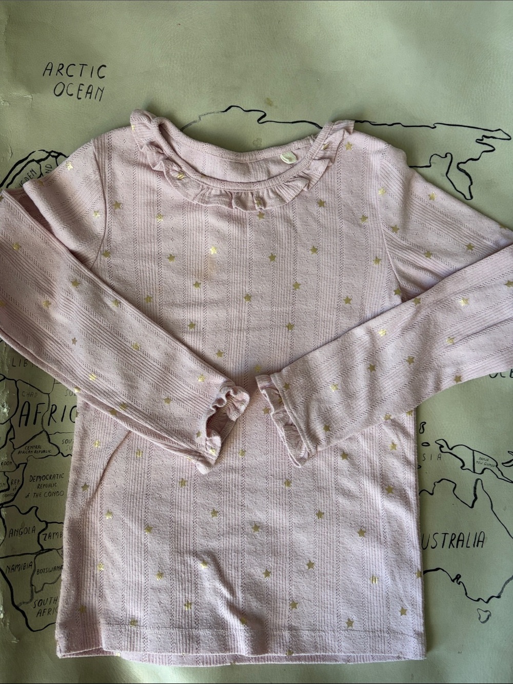 Mini Boden Pale Pink Long-Sleeve Top with Gold Stars